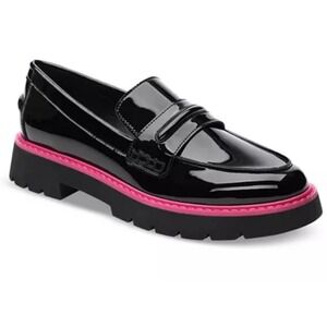 Sanctuary Penny Loafers Chunky Platform Lug Sole Womens 9 Black Patent Leather